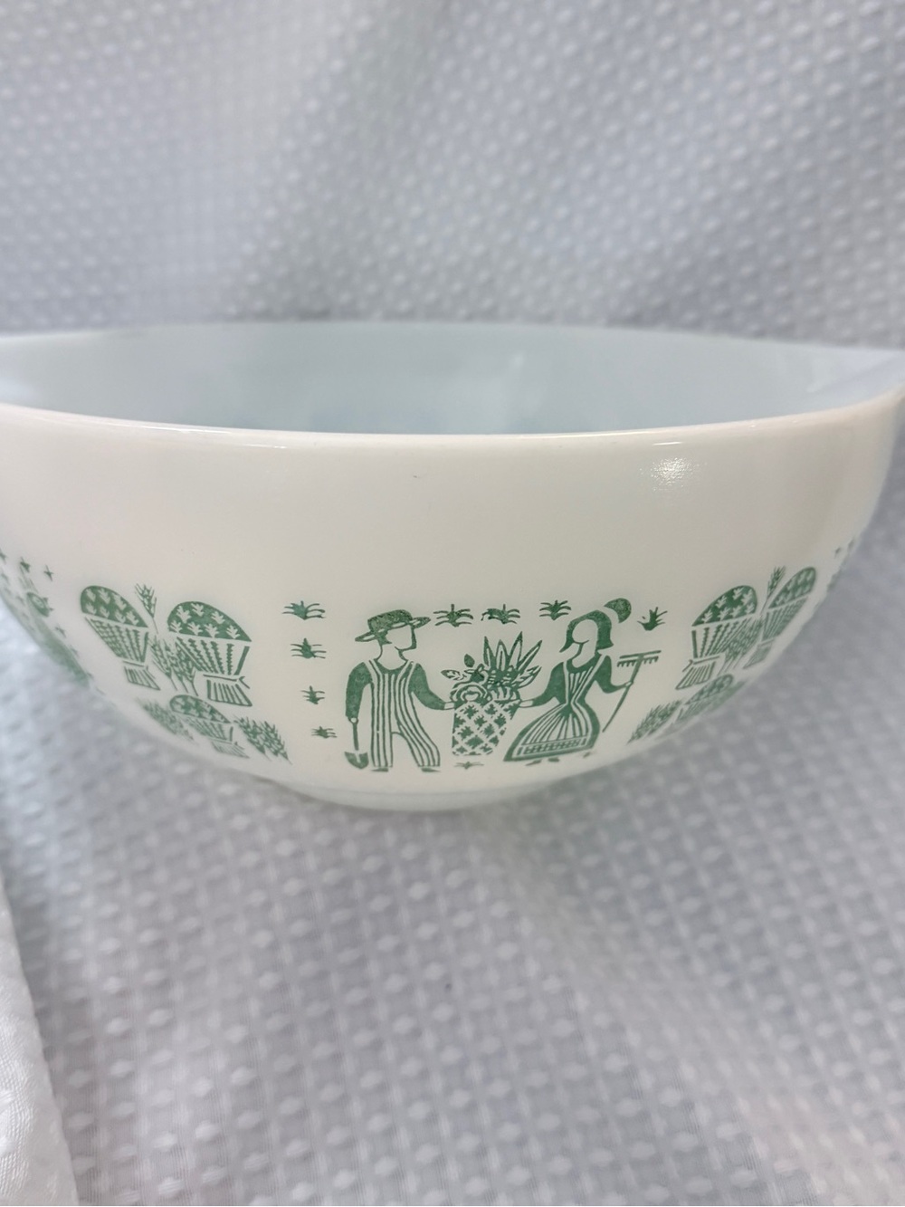 Vintage Pyrex Amish Butterprint Cinderella Mixing Bowl 443 Turquoise on White